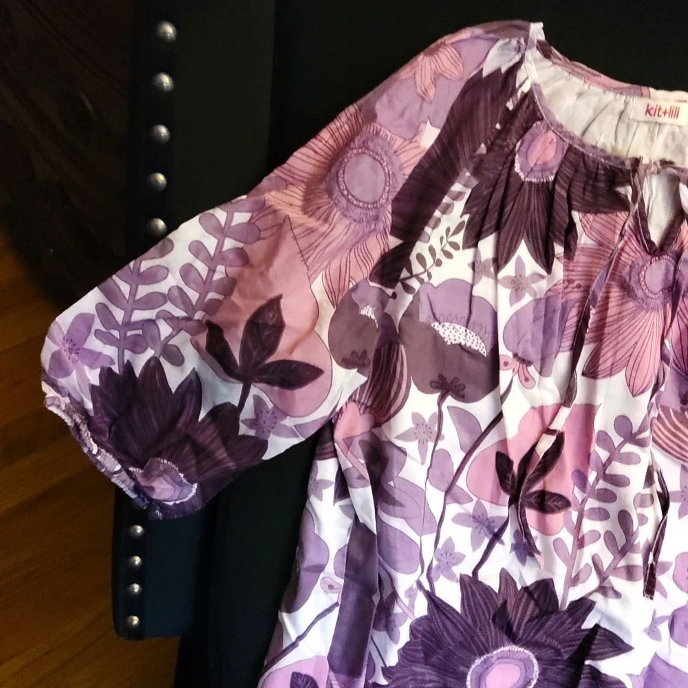 💥New💥KIT & LILI Purple & White Floral Dress - Picture 2 of 7